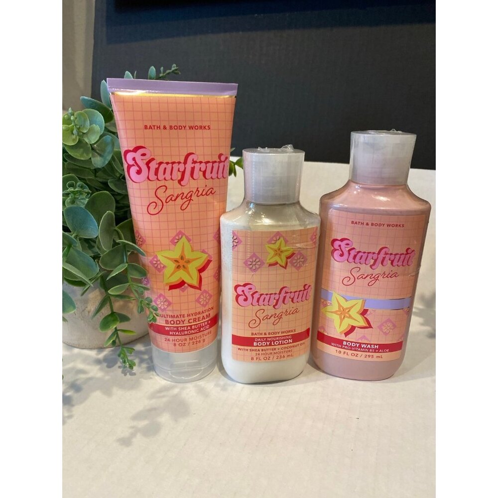 Bath & Body Works “Starfruit Sangria” New Full size 3pc Body Care Set